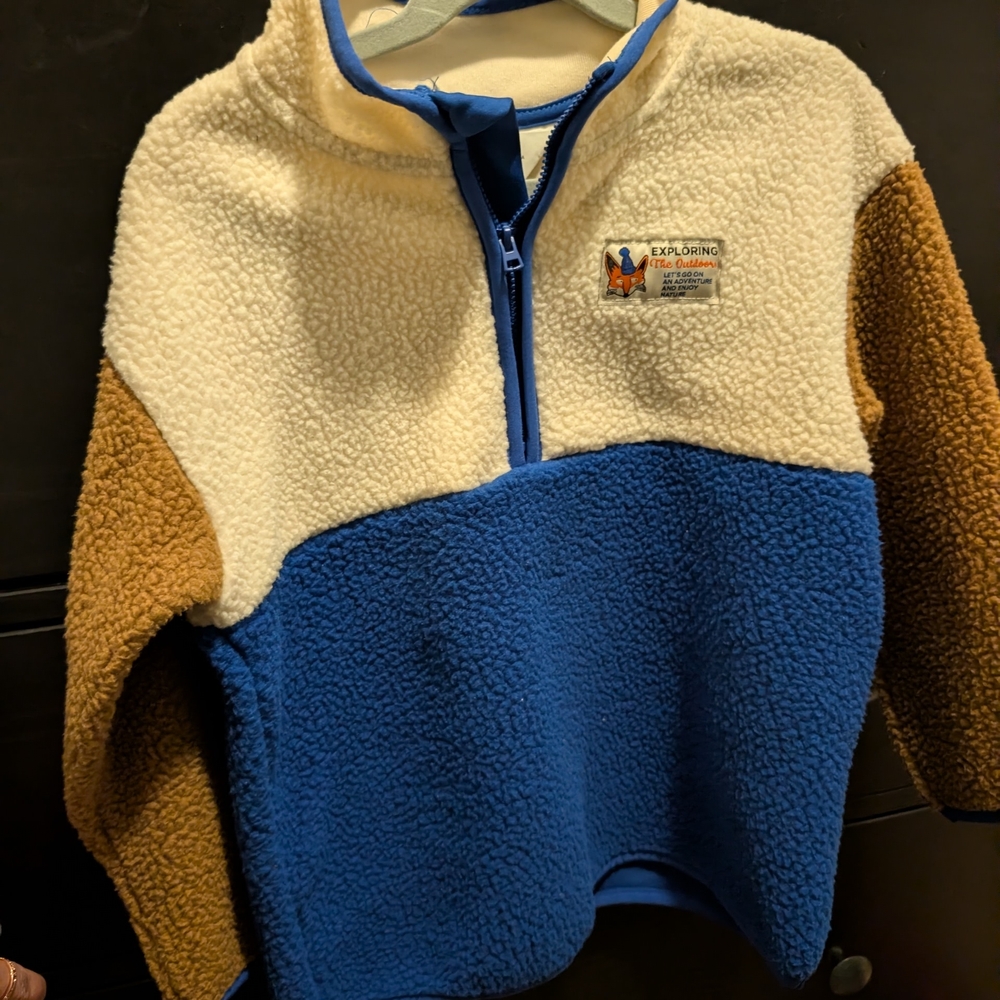 H&M Blue and Cream Fleece Jacket